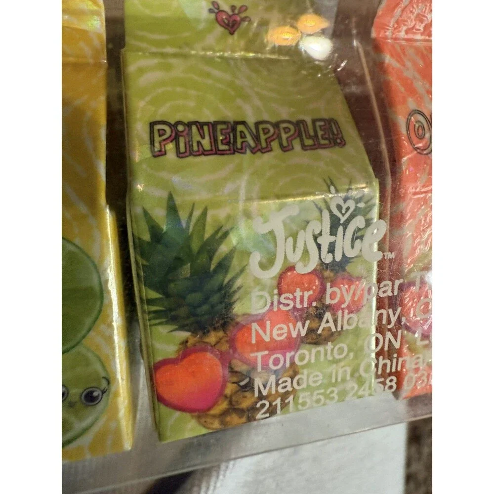 Justice New Fruit Scented Erasers Four Fun Fruit Flavors lemon orange pineapple